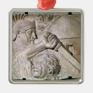 A Barbarian fighting a Roman legionary Metal Ornament