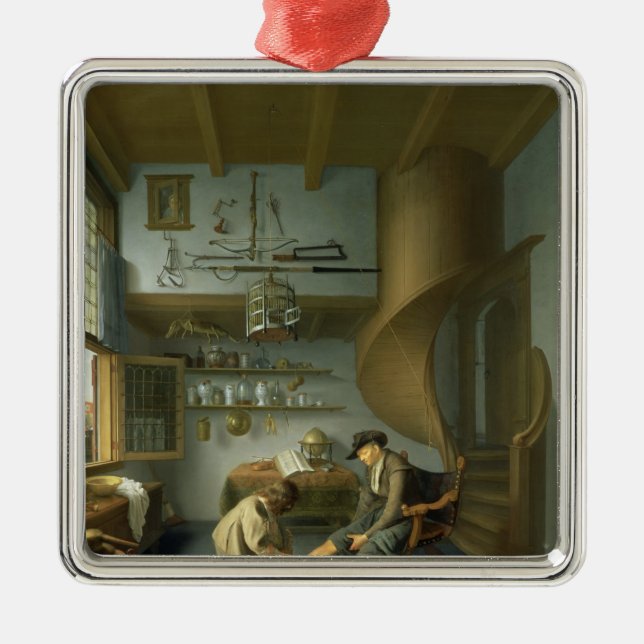 A Barber surgeon tending a peasant's foot Metal Ornament (Front)