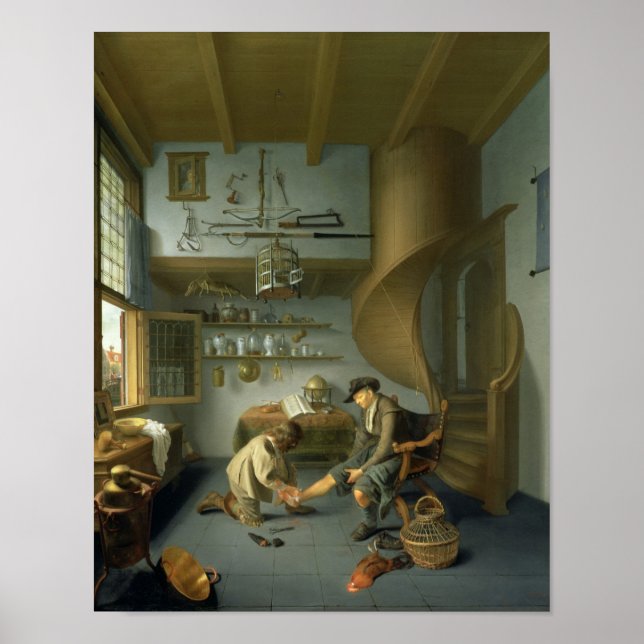 A Barber surgeon tending a peasant's foot Poster (Front)