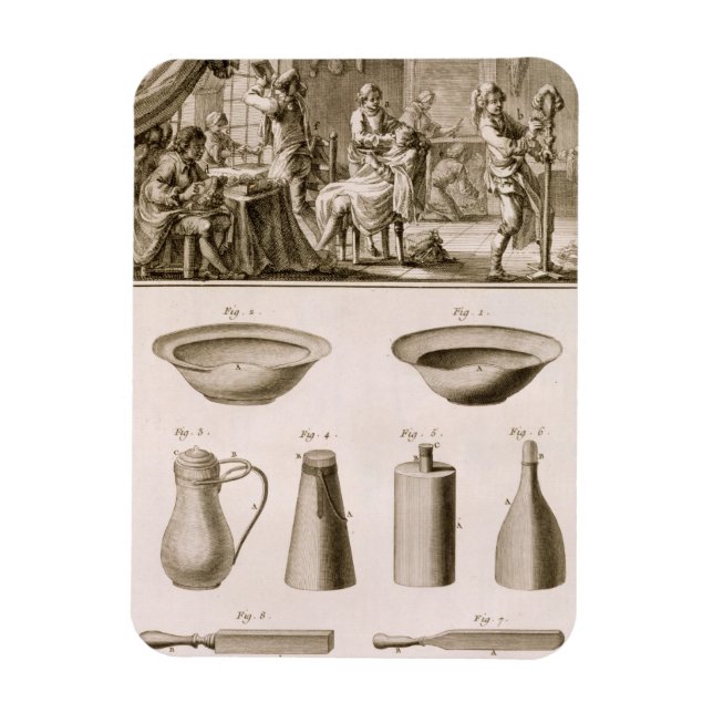 A barbershop and barber tools, from the 'Encyclope Magnet (Vertical)