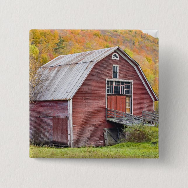 A barn in Vermont's Green Mountains. Hancock, 2 Button (Front)