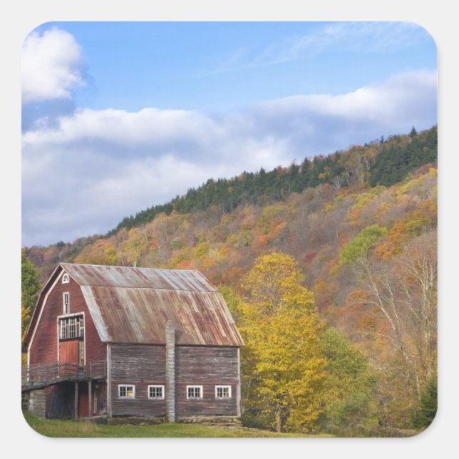 A barn in Vermont's Green Mountains. Hancock, 3 Square Sticker (Front)