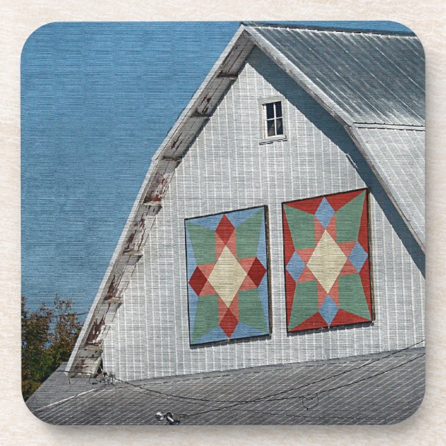 A Barn With Two Quilts Coaster (Front)