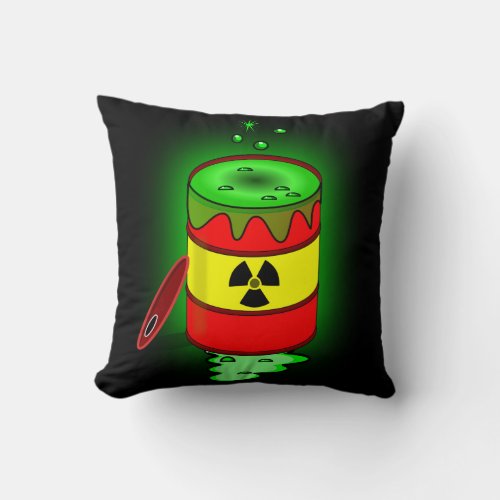 A Barrel of Toxic Waste Throw Pillow