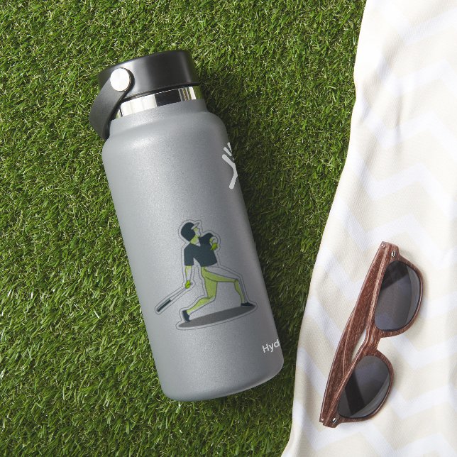 a baseball player who has hit the ball  sticker (HydroFlask Insitu)