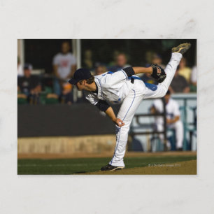 A baseball playing throwing the ball postcard