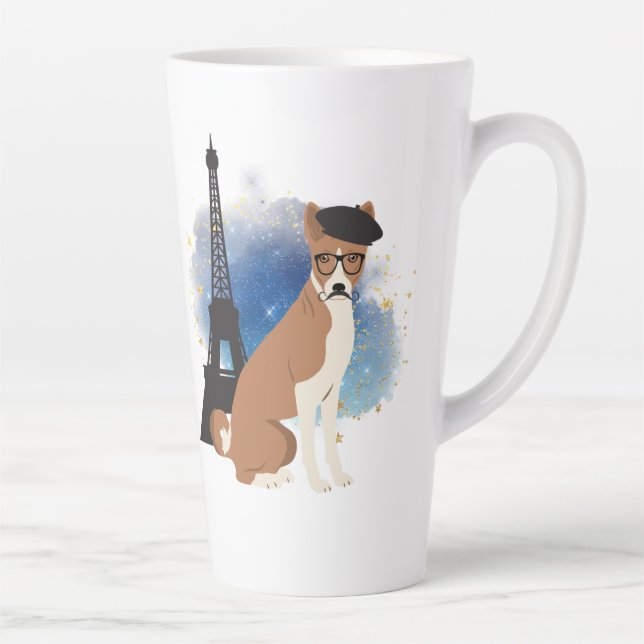A Basenji in Paris Funny Dog  Latte Mug (Right)