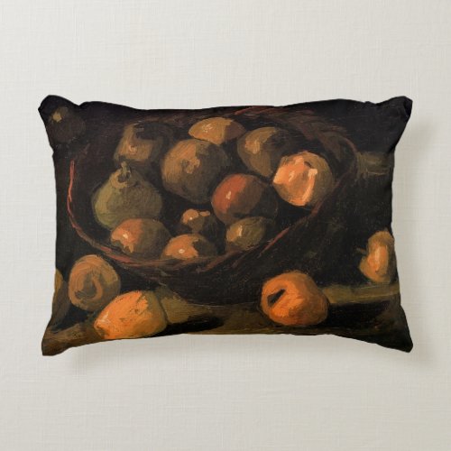 A Basket of Apples by Vincent van Gogh Accent Pillow