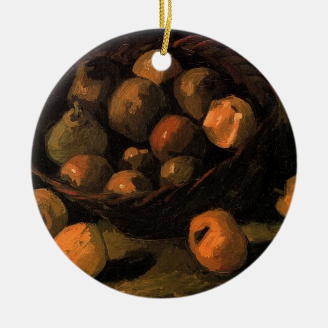 A Basket of Apples by Vincent van Gogh Ceramic Ornament (Front)