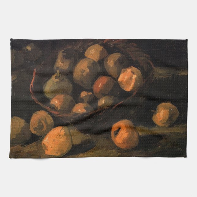 A Basket of Apples by Vincent van Gogh Kitchen Towel (Horizontal)