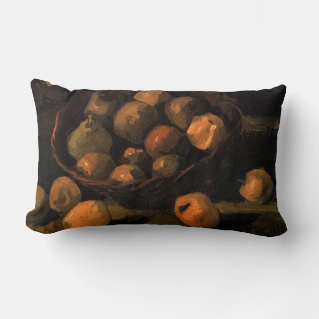 A Basket of Apples by Vincent van Gogh Lumbar Pillow (Front)
