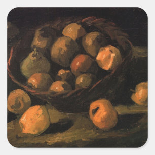 A Basket of Apples by Vincent van Gogh Square Sticker