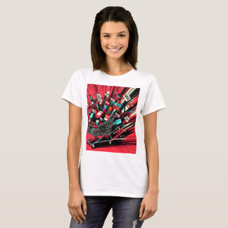 a basket of batteries with the word x 1 on it T-Shirt