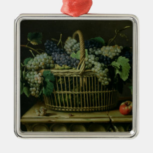 A Basket of Grapes Metal Ornament
