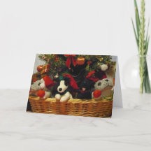 A Basket of Puppies Holiday Note Card