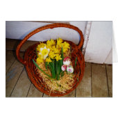 A Basket of Yellow Daffodils and floral Easter Egg (Front Horizontal)