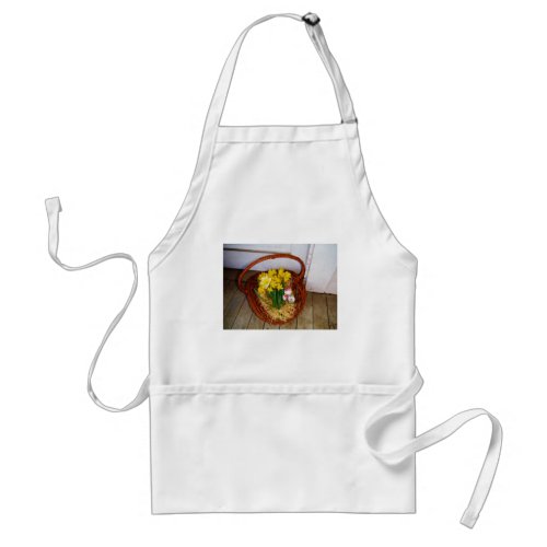 A Basket of Yellow Daffodils and floral Easter Egg Adult Apron