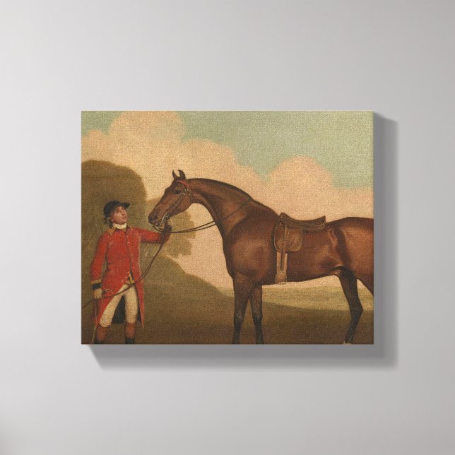 "A Bay Horse with Groom" by George Stubbs Canvas Print (Front)