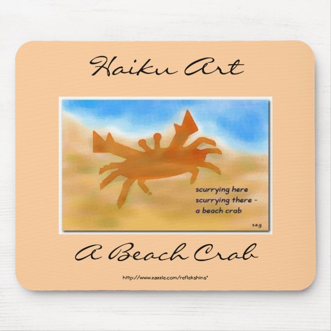 A Beach Crab Haiku Art Mousepad (Front)