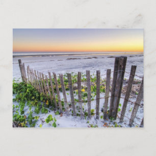 A Beach Fence at Sunset Postcard