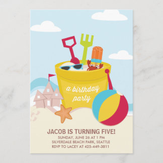 A Beach Party Kid's birthday Party invitation