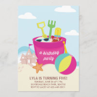 A Beach Party Kid's birthday Party invitation