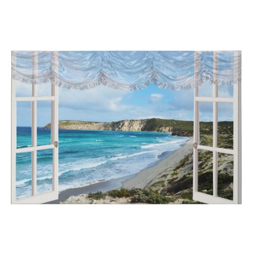 A Beach Scene Through My Window   Faux Canvas Print
