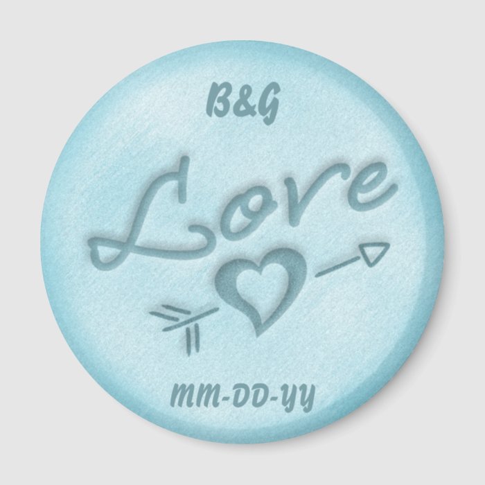 A Beach Wedding Love Heart Magnet (Blue)