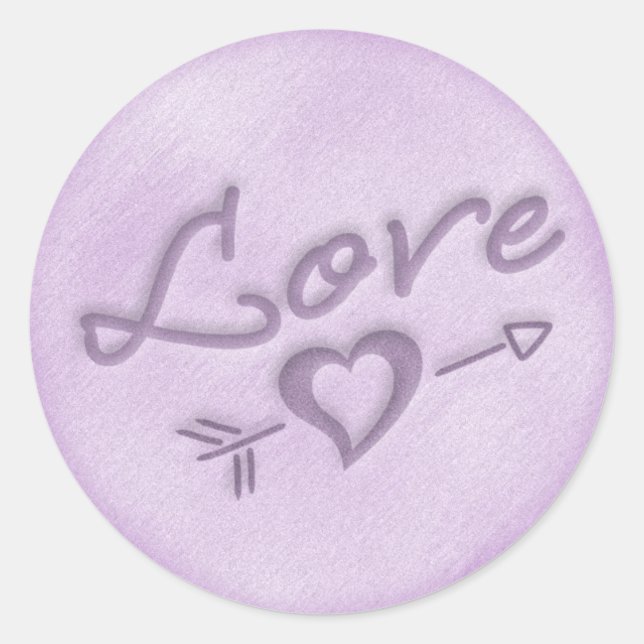 A Beach Wedding Love Heart Sticker (Purple) (Front)