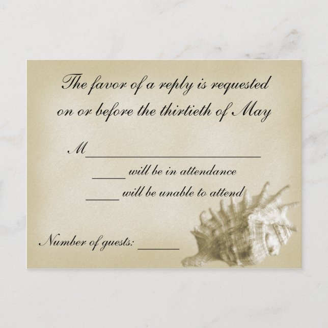 A Beach Wedding RSVP Card (Gold) (Front)