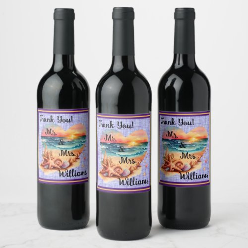 A Beachy Thank You  Wine Label