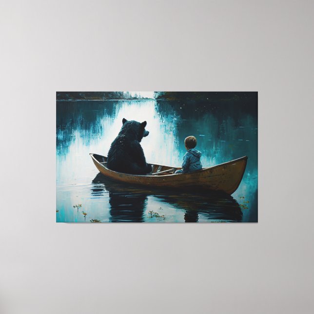 A Bear and His Boy, Painting, Art Canvas Print (Front)