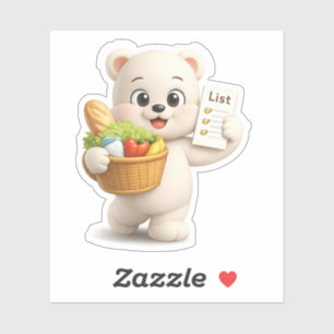 A bear character carrying a basket of vegetables a sticker