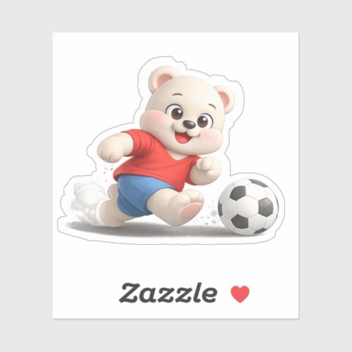 A bear character playing soccer. sticker