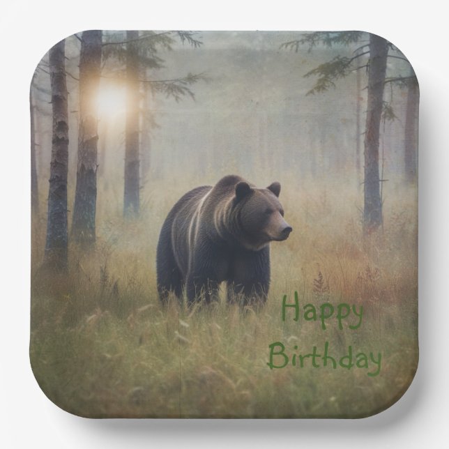 A Beary Happy Birthday Paper Plates (Front)