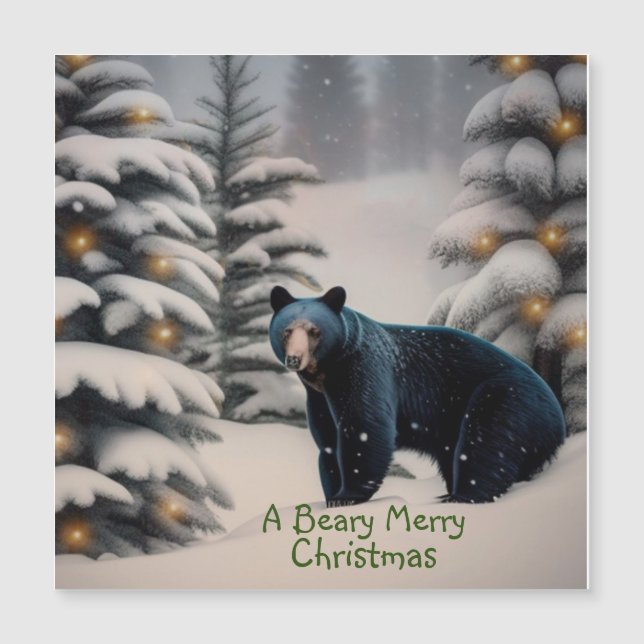 A Beary Merry Christmas Magnetic Card (Front)