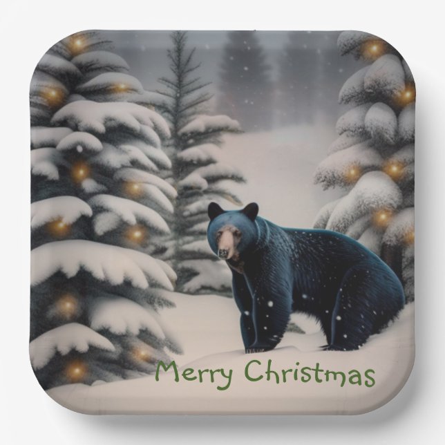 A Beary Merry Christmas Paper Plates (Front)