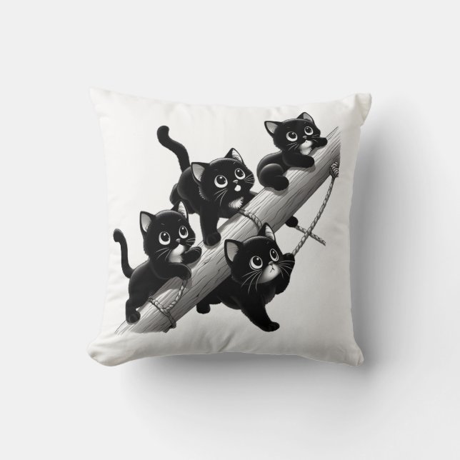 A beautiful and cute design for small black cats throw pillow (Front)