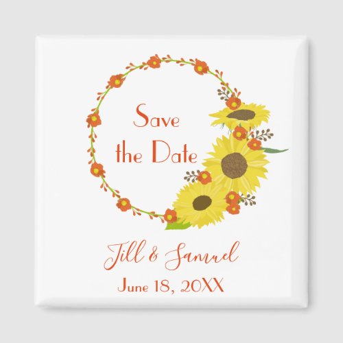 A beautiful and lovely sunflower save the date magnet