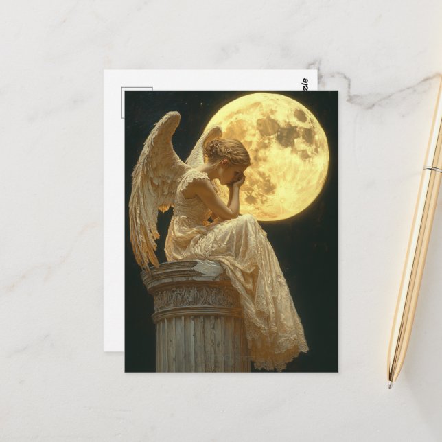 A beautiful angel and the moon postcard (Front/Back In Situ)