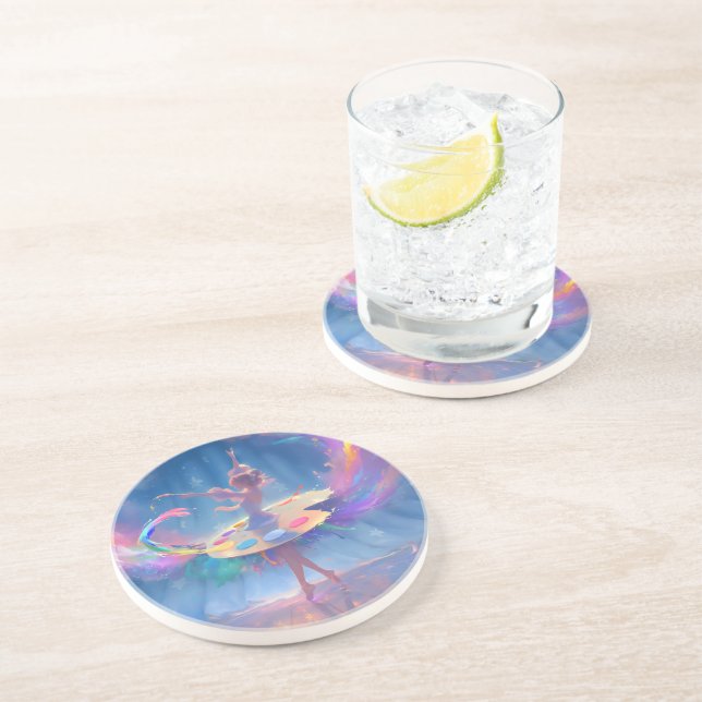a beautiful ballet dancing with paint coaster (Side)