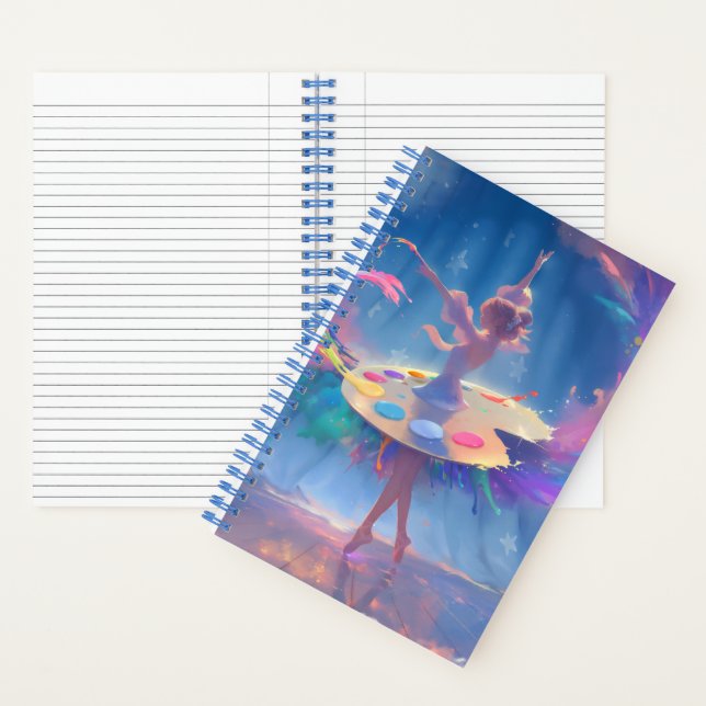 a beautiful ballet dancing with paint notebook (Inside)