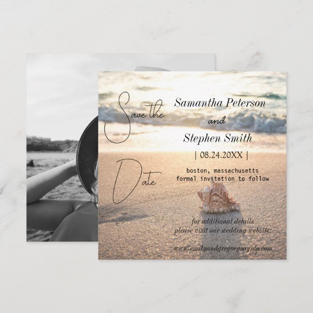 A beautiful beach in Seychelles, your picture save Save The Date (Front/Back)