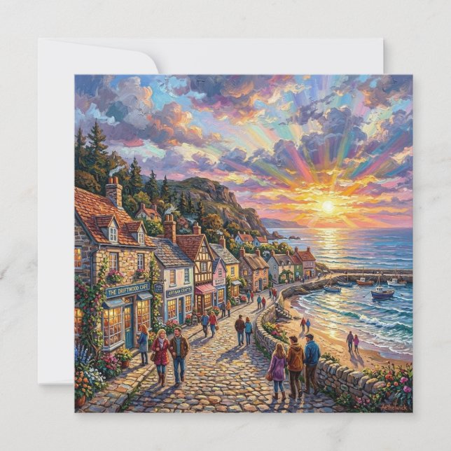 A Beautiful Beach Village Boardwalk at Sunset (Front)