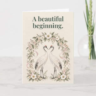 A Beautiful Beginning Cranes Wedding Card