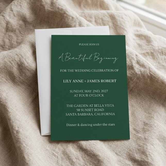 A Beautiful Beginning Simple Script Wedding Invitation (Creator Uploaded)