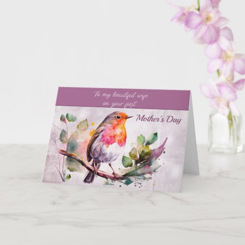 A Beautiful Bird On A Branch First Mothers Day  Card