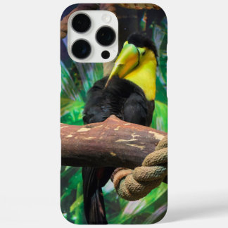a beautiful black and yellow Toucan iPhone 16 Pro Max Case