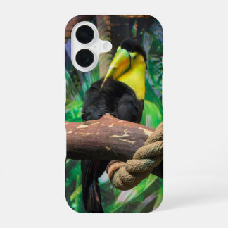 a beautiful black and yellow Toucan iPhone 16 Case