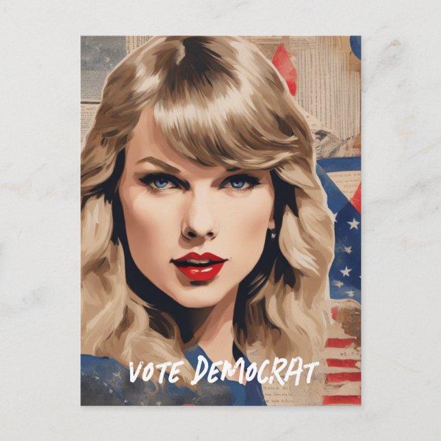 A Beautiful Blond Woman Vote Democrat Collage Postcard (Front)